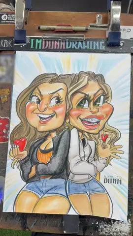This is one of the few times they clearly enjoyed the draw more than I did 🤣. And i had a blast! Glad I got to draw these two! ❤️❤️ #Caricature #caricatures  #caricaturas  #cartoon #art #artist #imdunndrawing #thedunisher #damiondunn #littleheartpeople #funny #comedy #Hilarious #funnydrawings #fyp   #cute 