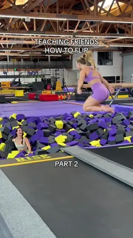 Teaching @Corinne Nicewick how to front twist part 2🤸🏼 What skill should we teach her next?! #gymnastics #tutorial #tumbling #tips #Vlog 