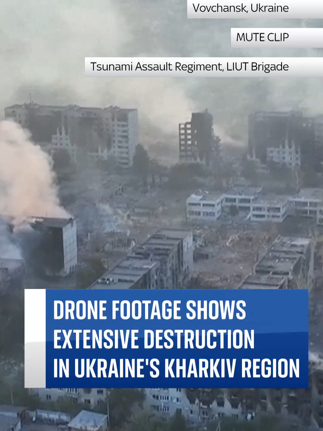 Aerial footage shows extensive damage in the northeastern town of Vovchansk in Ukraine. Russia’s surprise offensive which began on 10 May forced many of the town’s 17,000 residents to evacuate. #ukraine #russia #ukrainewar #offensive #military