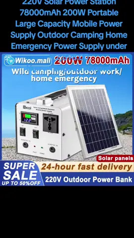 220V Solar Power Station 78000mAh 200W Portable Large Capacity Mobile Power Supply Outdoor Camping Home Emergency Power Supply under ₱2,898.00 Hurry - Ends tomorrow!