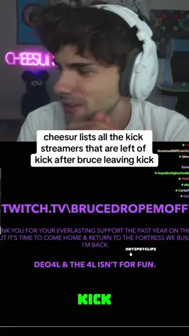 cheesur lists all the kick streamers that are left of kick after bruce leaving kick || #cheesur #kickstreaming #fyp 