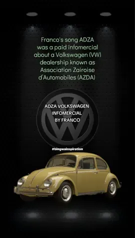 #bingwainspiration Franco's infomercial on VW dealership by Association Zairoise d’Automobiles. 