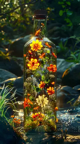 🌸🌿🍃 Nature Encapsulated: Blooming Flowers in a Bottle 🌸🌿🍃 Discover the enchanting beauty of blooming flowers captured inside a bottle, radiating in the midst of a serene natural setting. A perfect blend of nature and art. #NatureArt #FloralBeauty  #animatedwallpaper #livewallmagic #livewallpaper #wallpapervideo #magicwallpaper #4klivewallpaper #uniquestyle 