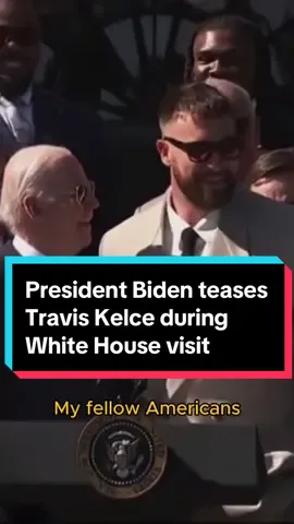 President Biden invited Kansas City Chiefs tight end Travis Kelce up to the podium on Friday during the annual White House celebration for the NFL’s championship team. “I’d have Travis come up here but god only knows what he’ll say,” Biden joked. #politics #news #politicstok #politicaltiktok #fyp #traviskelce #biden 