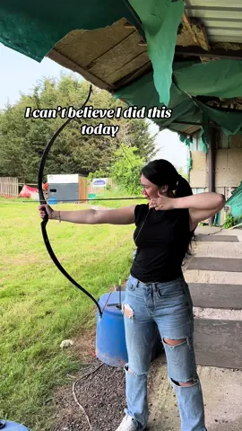 Least I almost got bullseye? 😂😂 #ouch #archeryfail #archery 