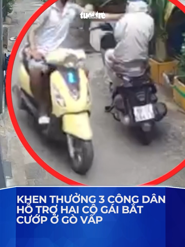 Khen thưởng 3 công dân hỗ trợ hai cô gái bắt cướp ở Gò Vấp #cuopgiatdienthoai