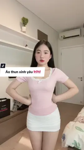 Áo thun cúp cổ ren có nơ 🎀 #setxinhxinh #xuhuong #fyp #ngochuyenkoc #aothun 
