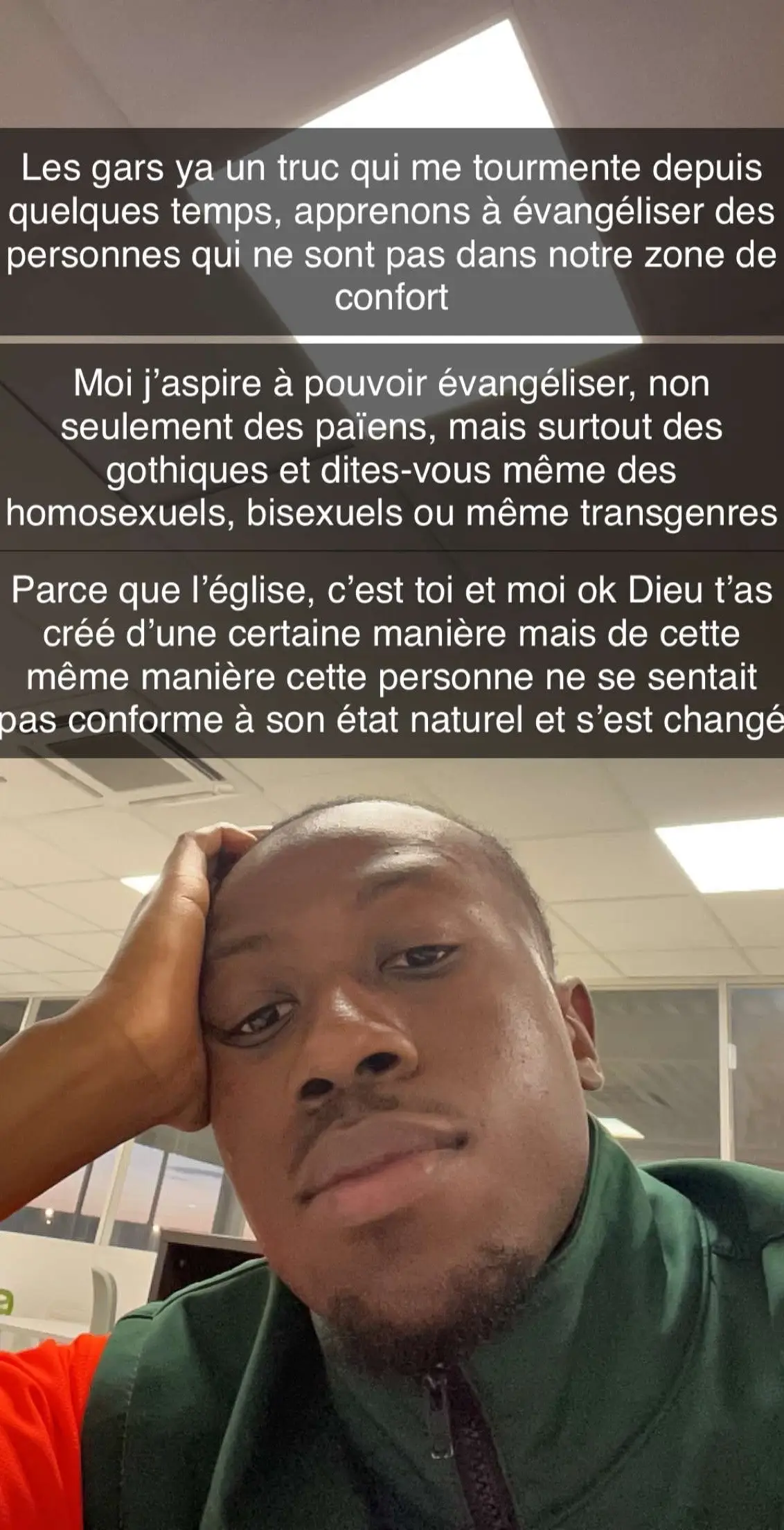 C’est facile de mettre en avant la jeunesse ou un certain public facile à aborder mais savez-vous qu’il y’a sûrement une personne âgée, un non chrétien, gothique, homosexuel ou autre type de personnes, qui attend sûrement une bonne parole encourageante car il ne sait plus quoi faire et nous notre mission même si c’est pas facile, c’est d’aller vers eux et de sortir de notre zone de confort en allant vers ces personnes. Car Jésus Christ a besoin de nous tous (verset cité dans matthieu 21) donc fortifions-nous et arrêtons le dénigrement de notre prochain et allons prêcher le véritable evangile celui qui n’est pas discriminant mais celui reflétant le véritable amour. Personne n’est plus parfait que l’autre et tout le monde a droit au bonheur de la Parole du Christ. Soyons bénis au nom du Christ Amen #pourtoi #fyp #tiktokchretien #✝️ #jesus #jesuslovesyou #christiantiktok #bonnenouvelle 