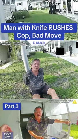 Man with Knife RUSHES Cop, Bad Move
