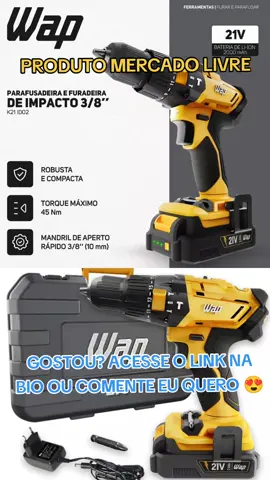 Pessoal, vejam que linda e robusta, é essa Furadeira e Parafusadeira de Impacto Wap K21 21v 3/8. Equipada com seletor de torque de 20 níveis, oferece mais versatilidade e precisão no trabalho. A empunhadura emborrachada, proporciona mais conforto e controle durante o uso prolongado. O Indicador de bateria, garante que você sempre tenha carga suficiente para completar seus projetos. 😱🥰🎁 #furadeiraeparafusadeira #WAP  #furadeirawap #mercadolivre  #ofertasmercadolivre #ofertas  #peomocao #ferramentas #viral  #achadinhosmercadolivre #casa  #reformas 