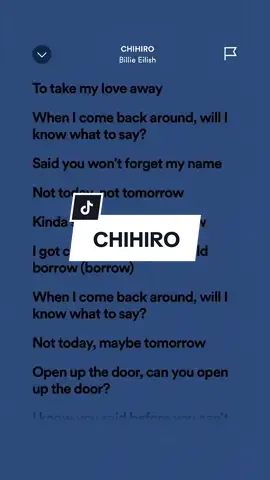 CHIHIRO 🎶 - Billie Eilish #HoneyLyricss #fullsong #spotify #fypシ 