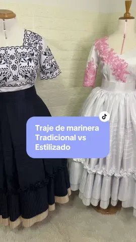 Traje de marinera tradicional vs estilizado #marineranorteña #marinera #trajesdemarinera #clientes #faldasdemarinera #tips 