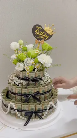 Bánh sinh nhật bằng tiền 100k đẹp ná thở 🧚🏻‍♀️ #banhsinhnhatbangtien #banhsinhnhat #hoatien #hoatienhanoi 