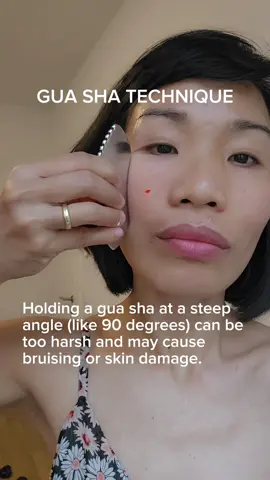 Using a gua sha massage tool properly involves a specific technique to maximize benefits and avoid injury. PREPARATION: Cleanse your skin: Start with clean skin to prevent any irritation or infection. Apply oil or serum: Use a facial oil or serum to provide a smooth surface for the tool to glide over and to avoid tugging at your skin. TECHNIQUE: Hold the tool at a 45-degree angle: This is crucial for effective gua sha. Holding it at a steeper angle (like 90 degrees) can be too harsh and may cause bruising or skin damage. Gentle pressure: Apply gentle to medium pressure. The goal is to stimulate blood flow and lymphatic drainage without causing pain or significant redness. #guashatutorial #natrualbeauty #lymphaticdrainage #trinhgeorg 