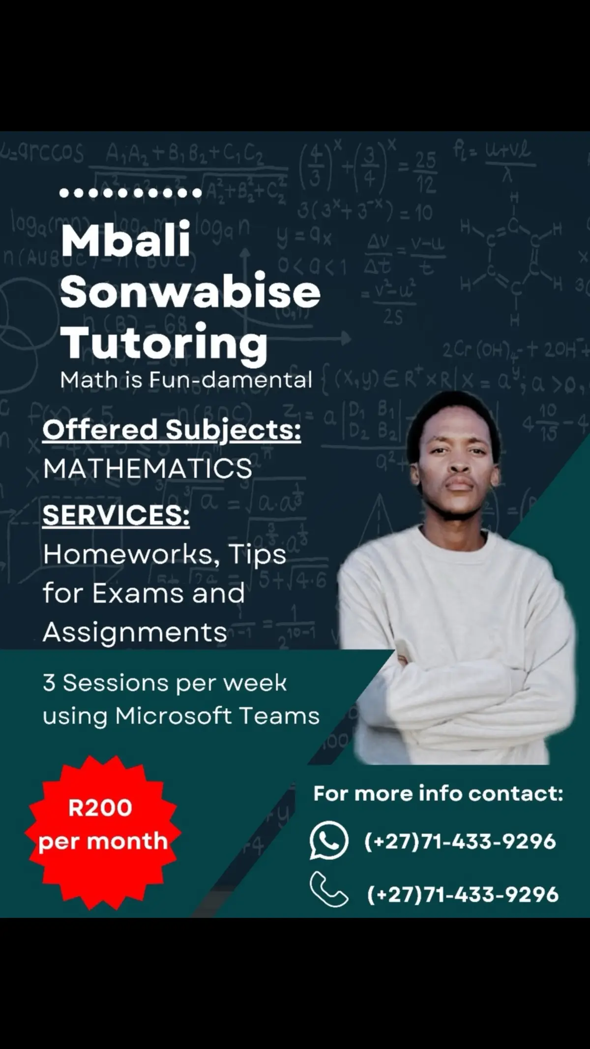 #CapCut  Good evening good people. This is to officially announce the existence of my online classes which will commence on the 18th of June 2024. As stipulated on the post, the classes will cost R200 p/month, 3 sessions per week with each class lasting 2hrs per day. If this post seems not to be relevant to you, kindly share and repost, so the post reaches people that it will be relevant to. Belive me you will not even a bit regret joining these classes. Please puff and pass  #fyp #fy #fypage #fyppppppppppppppppppppppp #maths #math 