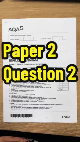 English Language Paper 2, Question 2 Plan #english #exam #gcse #2024 #englishlanguage #revision #aqa #analysis #foryou #summer #paper2 