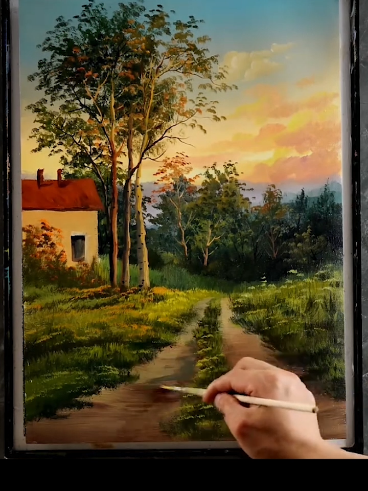 How to draw beautiful scenery with acrylic #scenery #beautifull #acrylicnails #acrylicpainting #illustration #sceneryvideos #naturephotograph📷 #nature #drawing