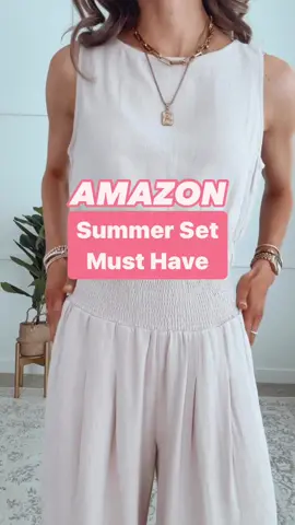 ✨Style this linen two piece set countless ways this summer. ✨I’m wearing my true to size small.  ✨Shop on my #amazonstorefront  #swimsuit #summeroutfit #linenset 