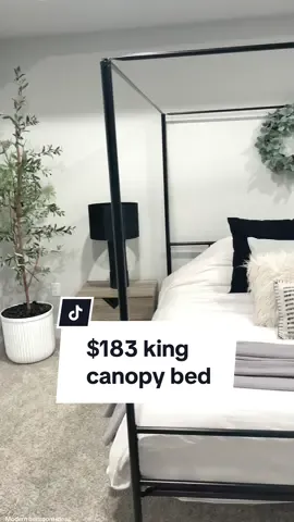 My king bed is only $183!🖤Modern bedroom ideas Modern bedroom decor Modern bedroom aesthetic Modern bedroom furniture Modern bedroom design Modern bedroom makeover Modern bedroom bed Canopy bed Canopy bedframe  #bedroom #bedroomdesign #bedroommakeover #bed #bedroomdecor #kingbed #bedroomideas #kingsize #kingbedframe #bedframe #bedroomcheck #bedroomtour #canopybed #bedcanopy