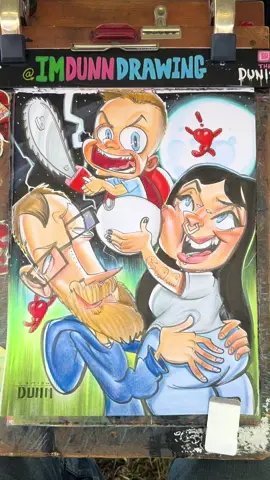 I thought a mesh up of pokemon and horror would be a good fit for this cool looking family 😎 #Caricature #caricatures  #caricaturas  #cartoon #art #artist #imdunndrawing #thedunisher #damiondunn #littleheartpeople #funny #comedy #Hilarious #funnydrawings #fyp   