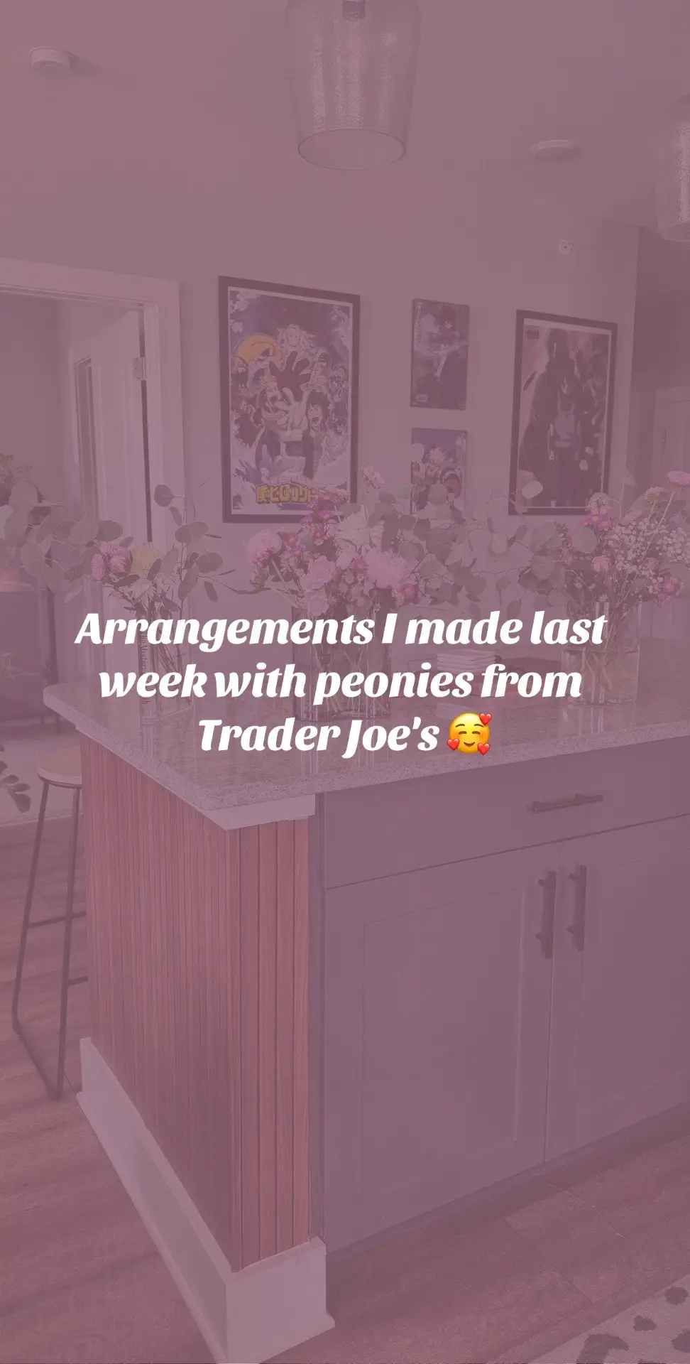 Something I love doing for fun is making flower arrangements 🙂‍↕️.  #flowerlover #peonies #traderjoes #animetiktok #viraltiktok 