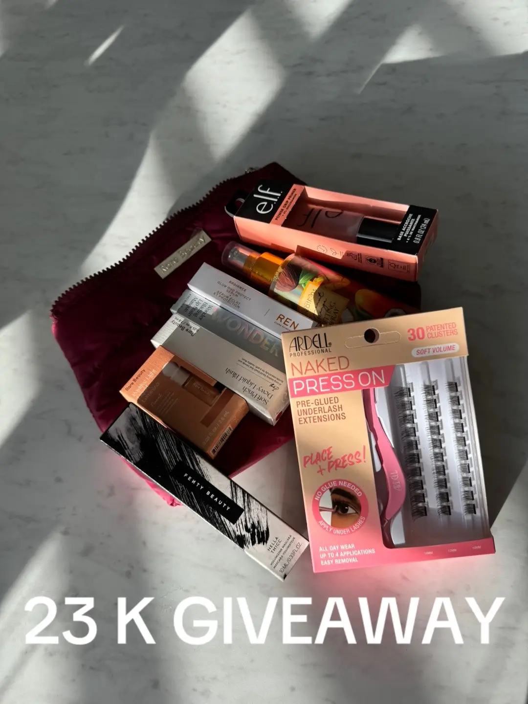 Dont forget to enter my 23K giveaway!! Thank you SO much for 23K🤍 @Rare Beauty @elfcosmetics @Fenty Beauty #giveaway #rarebeauty #makeupgiveaway 