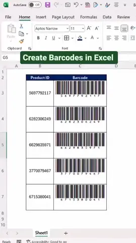 create barcodes in excel! #excel #learnexcel #exceltips  #exceltricks #office365 #office #powerpoint #tipsandtricks #tips #learning 