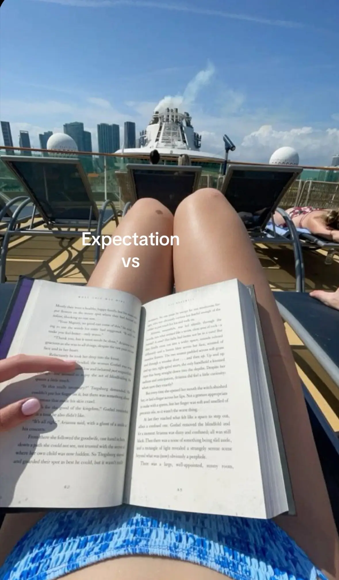 Its june so I thought it would be warm and sunny but ended up looking like this trying to read out at the pool 😍 #cruisetok #reader #summerreading #expectationvreality #BookTok #readerthings 