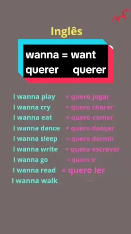 wanna igual want=verbo querer  #wanna #inglês #want #querer #Billing509 #verbo 