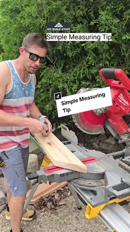 Simple measuring tip measure from the heel of the miter #miter #mitersaw #measuring #tips #gobuildstuff 