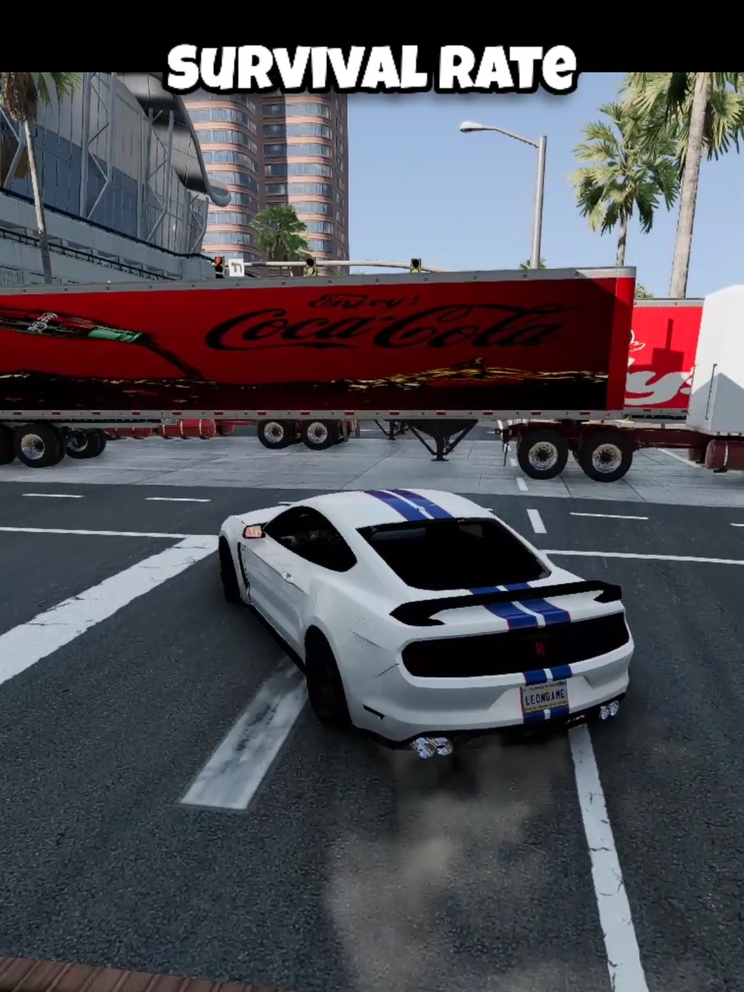 Which car goes under the trailer and survives? #beamng #beamngdrive #beamngcrash #game #gaming #car #cars #simulation #fouryou #fyp #longervideos #tesla #teslamodel3 #teslacybertruck #ford