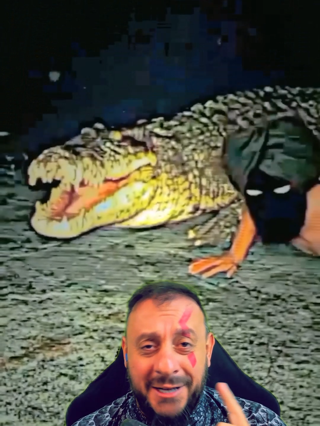 Crocodilo fazendo flexões com o dono? Crocodilo fitness? Vídeo de Humor