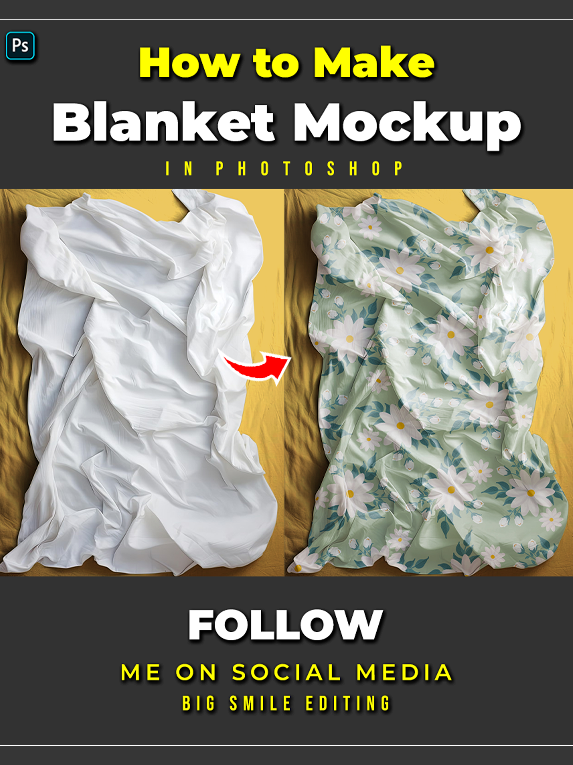 How to make crumpled blanket mockup in photoshop #photoshoptricks#tutorial#tutorials#designer#photoshop#photography#adobe#bigsmileediting