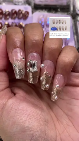 Trendy Nails: Trying on Pearly White from my Press on Nail Collection! Live Now 🥰💅🏽 Prepping my nails & applying nail adhesive tabs.  Topics on my page: Gel nails inspo, cute nail ideas & nail videos 💅🏽 Thanks for watching #nails #nailart #nailtutorial #satisfying #beautyhacks 