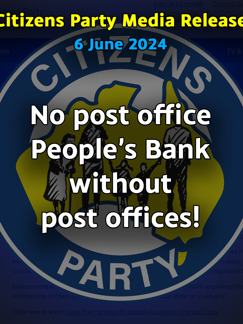 No post office People’s Bank without post offices! The Australian Citizens Party welcomes the Senate regional bank closures inquiry’s recommendation to consider establishing a public bank, including a post office bank. However, the ACP is extremely concerned that this recommendation is being sabotaged by Australia Post CEO Paul Graham’s plans to close hundreds post offices around Australia, perhaps thousands if he succeeds in lobbying the government to ditch the organisation’s community service obligation (CSO) to maintain a minimum of 4,000 post offices. A post office bank won’t work without post offices—it’s as simple as that. #Auspol