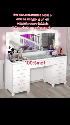 Penteadeira Camarim com Espelho e LED 9 Gavetas - Potente Moveis #influenciadormagalu 
