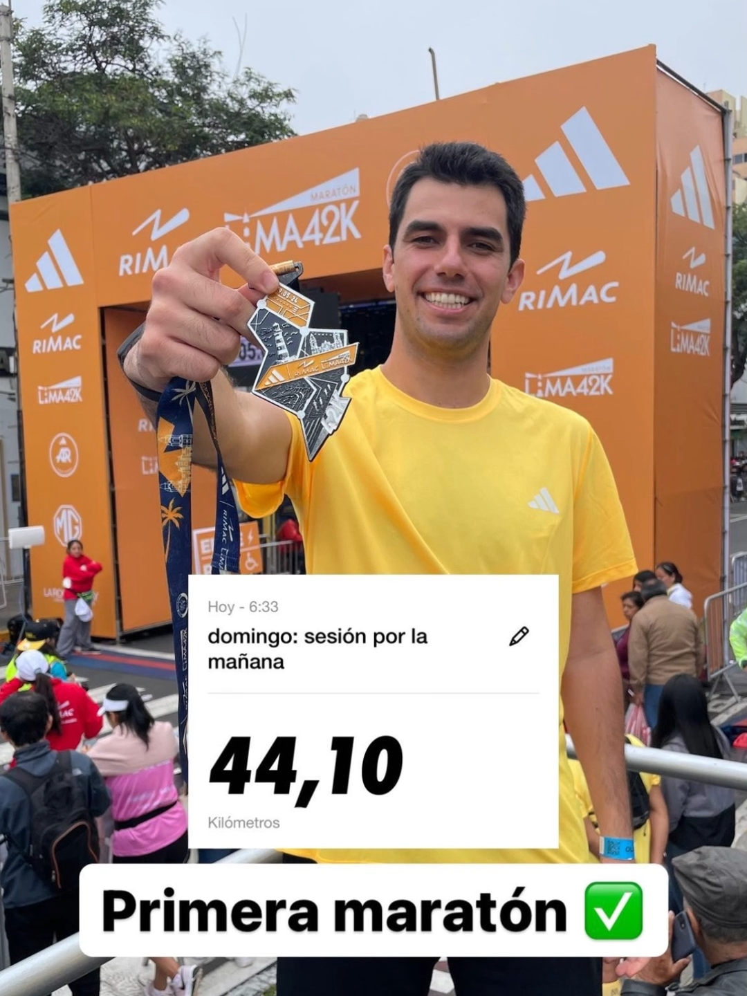 🎉 Logré correr con mi equipo nuestra primera maratón. 🏃‍♂️ #maratón #lima42km #PrimeraMaratón #trabajoenequipo #SuperaciónPersonal