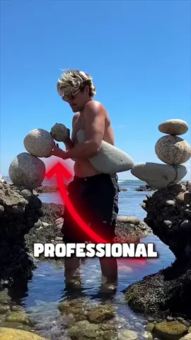 Extreme professional rock stacking 🤯🔥 - (🎥: @Cole Ellsworth) - #rockstacking #cairns #rocks #beach #vibe 