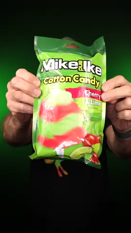 Trying weird candy ASMR: Mike and Ike Cherry & Lime Cotton Candy #asmrcandy #candyasmr #candytok 