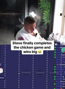 Steve finally completes the chicken game and wins big 😭 #stevewilldoit #kickstreaming Play now in Roobet