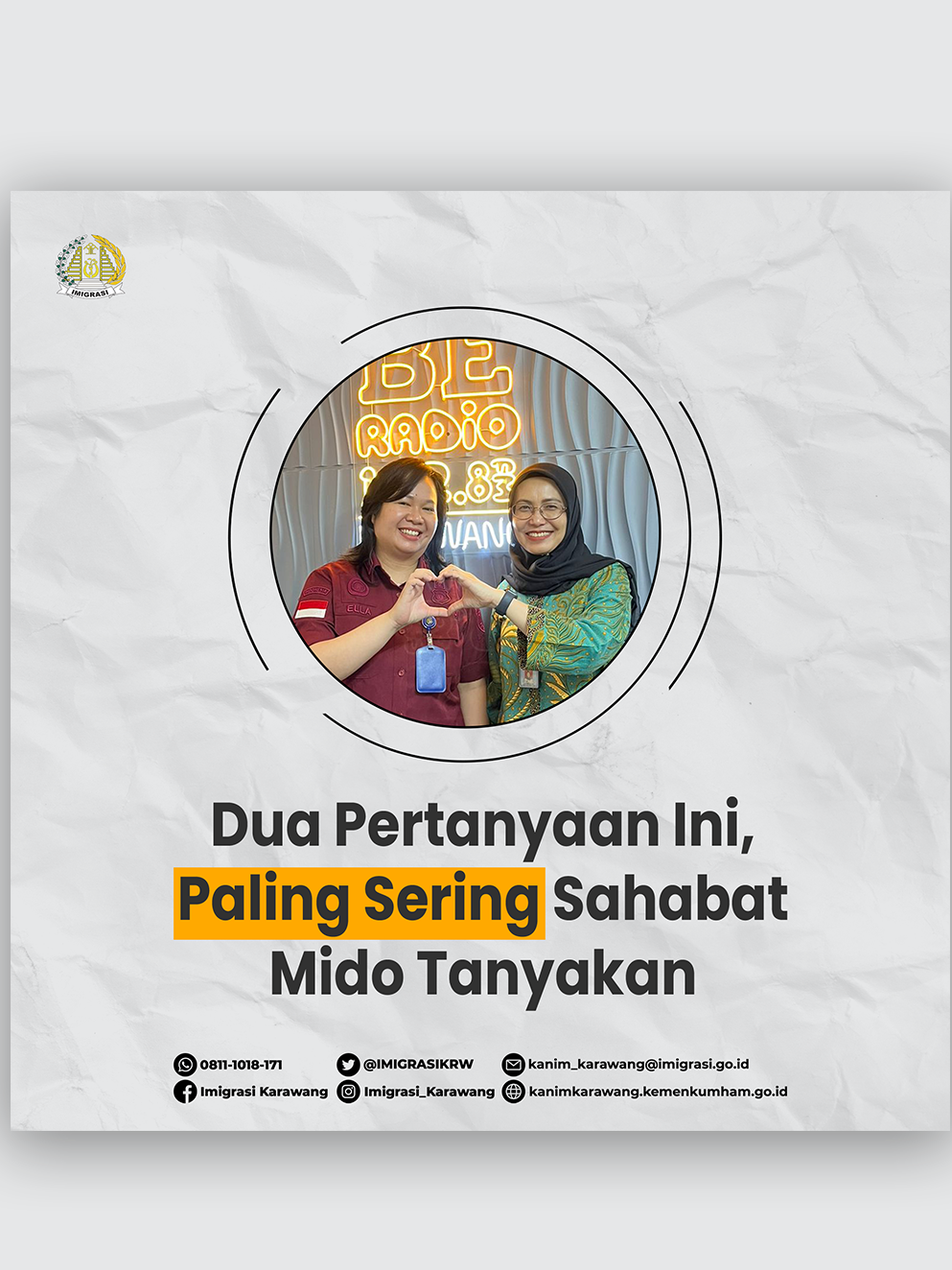 Jawaban untuk Sahabat Mido yang sering bertanya mengenai ketersediaan layanan paspor elektronik di Imigrasi Karawang, serta alasan mengapa tetap diminta salinan/fotokopi dokumen persyaratan. #ImigrasiIndonesia #ImigrasiKarawang #NyamanPASTIResponsif #BerpredikatWBKdanWBBM