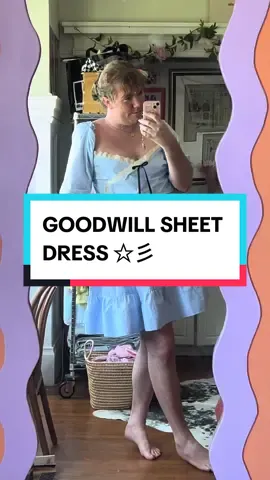 Found this #marthastewart living sheet from good will and decided to turn it into a sun dress 💖🦢 #queer #lgbtq🌈 #enby #cottagecore #cottagecoreaesthetic #fashiondesigner #queertiktoker #nonbinaryfashion 