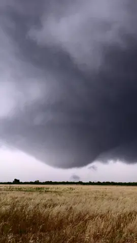 MONSTER tornado showing off the very important storm spotter concept that the tornado is bigger than the condensation funnel you see. In this case, there was consistent ground contact underneath a huge portion of the meso (under the laminar bowl especially). I was halfway convinced this thing was going to condense fully in seconds and become a monster visually. As a general rule of thumb, anytime I see something like this happening I try to stay under the horseshoe cut in the updraft because I have seen tornadoes that look like this grow very rapidly in size and strength in mere seconds. #weather #science #tornado #oklahoma #twister