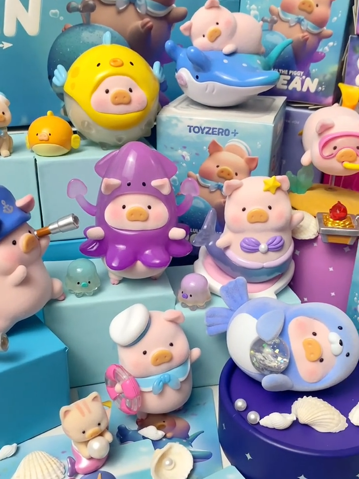 Lulu pig Ocean Series Unboxing~ What's in the ocean? Lots of seafood. The pigs went to the bottom of a beautiful sea~ #fyp #cute #toys #piggy #blindbox#unboxing #lulupig