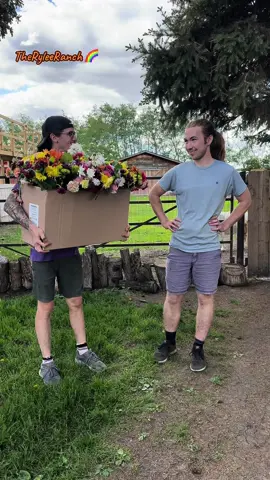 Kalan and Corey at the Rylee Ranch: Kalan got a beautiful bouquet of flowers and Corey feed them to the goats! #ryleeranch #kalanrylee #followme #foryou #foryoupage #fyp #trending #tiktok #Love #animals #viral #outdoor #spring #farm #farmlife #dailylife #gayboy #farmboy #alberta  #asmr #asmrsounds #asmrvideo #asmrtiktoks #asmrfood #asmreating #goatasmr  #maplethegoat #goat #stitchthegoat #lilothegoat #moanathegoat #annathegoat #elsathegoat #marythegoat #tinkerbellthegoat #alicethegoat #goatsoftiktok #flowers 