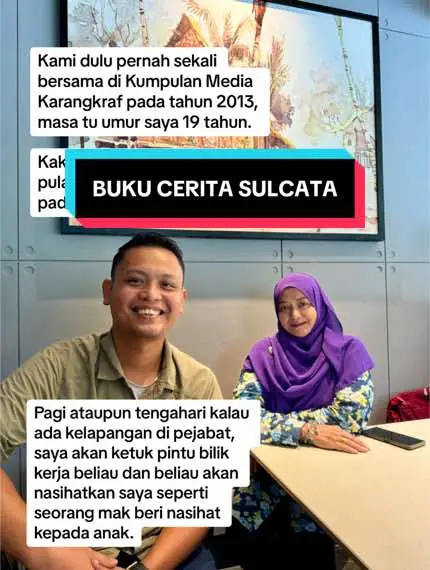 Kami dulu pernah sekali bersama di Kumpulan Media Karangkraf pada tahun 2013, masa tu umur saya baru 19 tahun. Kak Sri Diah Shaharuddin pula dah ibarat mak-mak pada saya masa ni. Pagi ataupun tengahari kalau ada kelapangan di pejabat, saya akan ketuk pintu bilik kerja beliau dan beliau akan nasihatkan saya seperti seorang mak beri nasihat kepada anak. Hari ini Kak Sri adalah individu yang tengah bantu saya untuk terbitkan buku cerita mengenai Sulcata. Kami letak sasaran buku sulcata akan ada di Pesta Buku Selangor akhir tahun ini. Tolong doa-doakan ya. #pencenmuda #abahsulcata