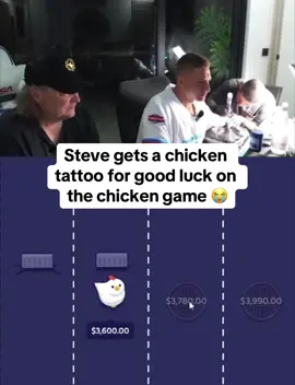 Steve gets a chicken tattoo for good luck on the chicken game 😭 #stevewilldoit #kickstreaming Play now in Roobet