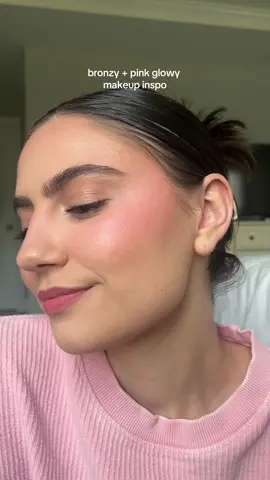bronzy + pink makeup is an elite combo 💖 #pinkmakeup #summermakeup #glowymakeup 