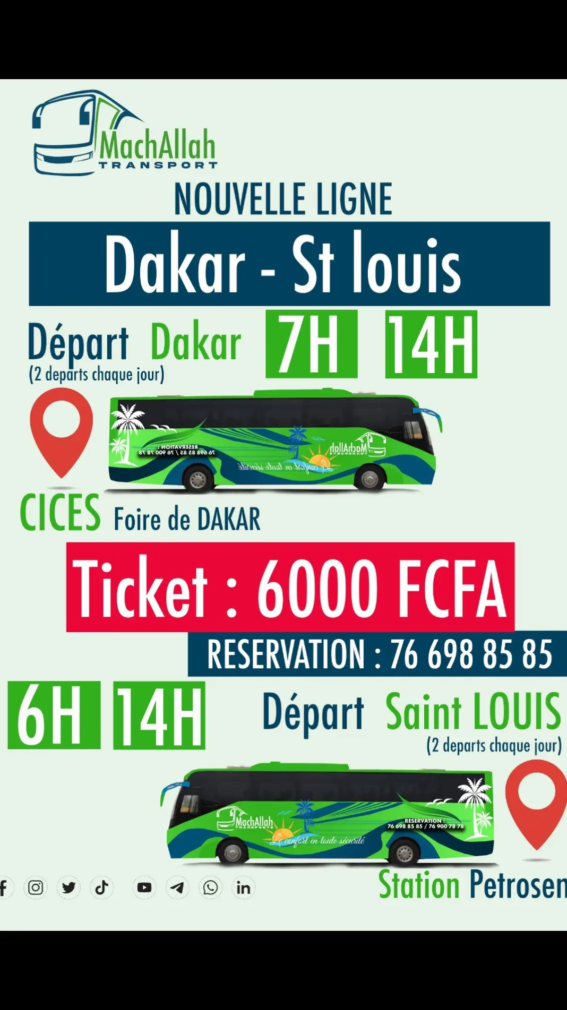 Lu bess Taxx ! Dakar - Saint-Louis dans le confort et ĺa sécurité. Des bus neufs et climatisés. Faites votre réservation sur l’application Yobuma et voyagez en toute tranquillité. Machallah Transports #domoundar #ndarndar #Ndarinfo 