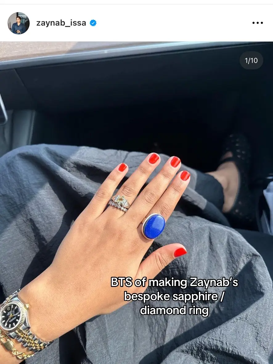 We love how it came out - a statement ring to be worn on her pointer or ring finger | BTS of @Zaynab Issa sapphire diamond ring  #makearing #uniquering  #bts 